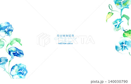 水彩画。水彩タッチの夏の朝顔イラスト。水彩の夏ベクターイラスト。朝顔の和柄。 水彩画。水彩タッチの夏の朝顔イラスト。水彩の夏ベクターイラスト。朝顔の和柄。 140030790