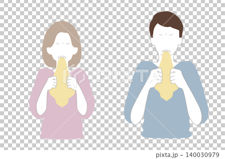 Woman and man biting a handkerchief (set) Woman and man biting a handkerchief (set) 140030979