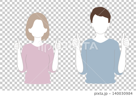 Woman and man showing thumbs up Woman and man showing thumbs up 140030984