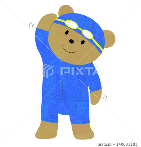 青い水着を着て運動するクマのイラスト 140031183