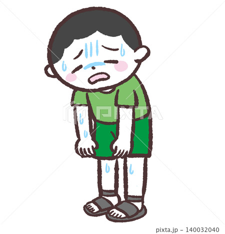 暑さにうなだれる男の子のイラスト 140032040
