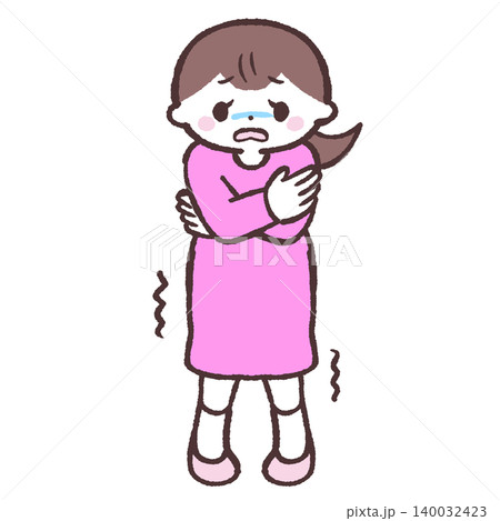 悪寒に震える女性のイラスト 140032423