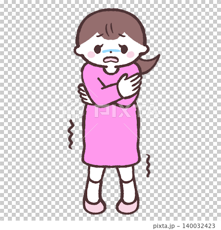 悪寒に震える女性のイラスト 140032423