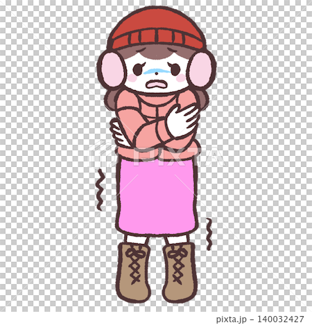 寒さに震える女性のイラスト 140032427
