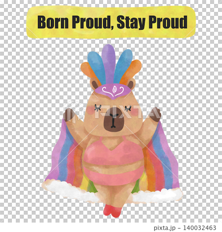 Cute Capybara Pride Month Clipart Bundle, Rainbow LGBTQ Watercolor PNG, Kawaii Pride Animal Illustration Set 140032463