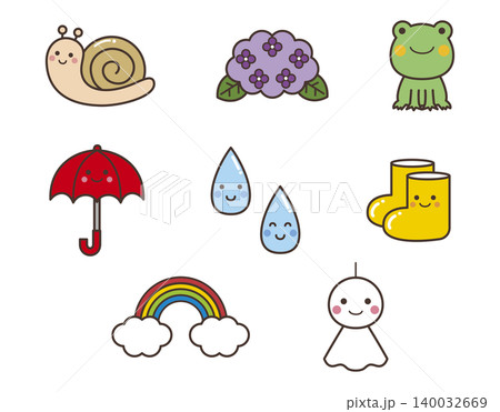 梅雨のアイコン用イラストセット 梅雨のアイコン用イラストセット 140032669