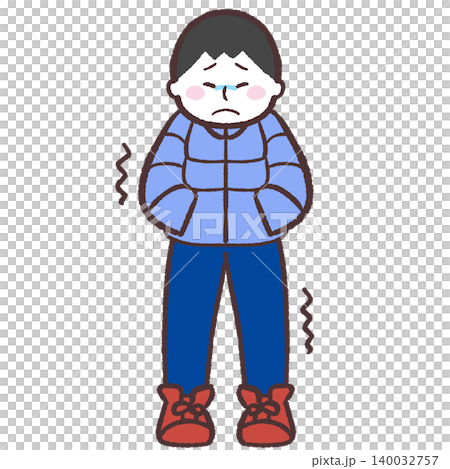 An illustration of a man shivering from the cold. An illustration of a man shivering from the cold. 140032757