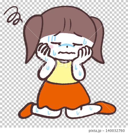 一幅女孩坐著的插圖,她渾身是汗。 一幅女孩坐著的插圖,她渾身是汗。 140032760