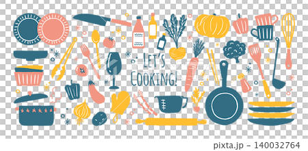 Kitchen item illustrations and icon set Kitchen item illustrations and icon set 140032764