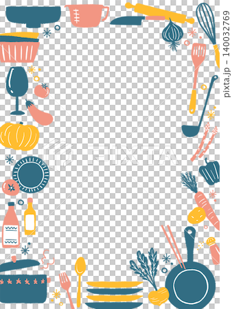 帶有廚房用品插圖的相框 帶有廚房用品插圖的相框 140032769