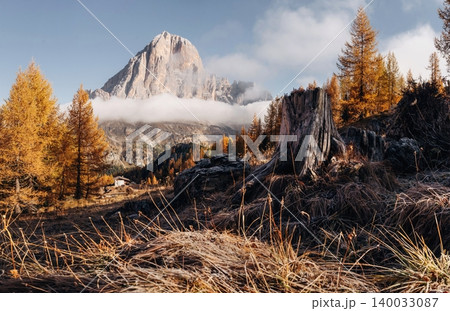 Great autumn view of the top Tofana di Rozes range in Dolomites, South Tyrol. Location Cortina d'Ampezzo, Italy, Europe. Beauty of mountains world. Great autumn view of the top Tofana di Rozes range in Dolomites, South Tyrol. Location Cortina d'Ampezzo, Italy, Europe. Beauty of mountains world. 140033087