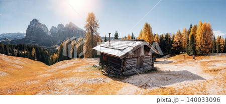 Great autumn view of the top Tofana di Rozes and Cinque Torri range in Dolomites, South Tyrol. Location Cortina d'Ampezzo, Italy, Europe. Beauty of mountains world. Great autumn view of the top Tofana di Rozes and Cinque Torri range in Dolomites, South Tyrol. Location Cortina d'Ampezzo, Italy, Europe. Beauty of mountains world. 140033096
