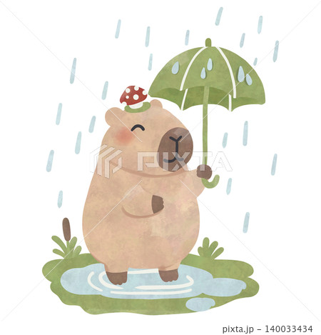 Cute Capybara Rainy Day Watercolor Clipart Bundle, Kawaii Cozy Animal PNG, Umbrella and Rain Illustration Set Cute Capybara Rainy Day Watercolor Clipart Bundle, Kawaii Cozy Animal PNG, Umbrella and Rain Illustration Set 140033434