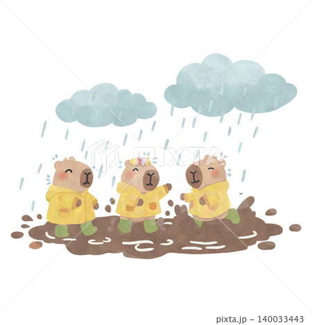 Cute Capybara Rainy Day Watercolor Clipart Bundle, Kawaii Cozy Animal PNG, Umbrella and Rain Illustration Set Cute Capybara Rainy Day Watercolor Clipart Bundle, Kawaii Cozy Animal PNG, Umbrella and Rain Illustration Set 140033443