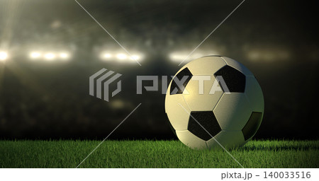 Soccer ball in stadium at night Soccer ball in stadium at night 140033516