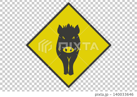 Wild boar warning sign style illustration | Wild animal sign Wild boar warning sign style illustration | Wild animal sign 140033646