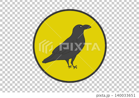 Crow icon-style illustration | Wild bird symbol material 140033651