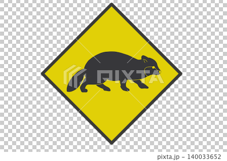 Raccoon warning sign style illustration | Wild animal sign Raccoon warning sign style illustration | Wild animal sign 140033652