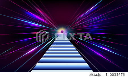 Neon Light Speed Tunnel Abstract Background with Futuristic Glowing Path Neon Light Speed Tunnel Abstract Background with Futuristic Glowing Path 140033676