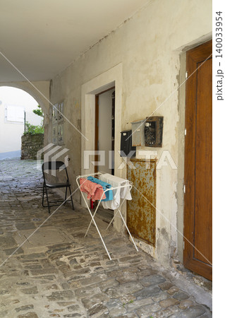 a cobblestone alleyway in Piran Slovenia a cobblestone alleyway in Piran Slovenia 140033954