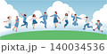 大地でジャンプする人たち 140034536