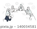 オフィスでミーティングするビジネスパーソンービジネスチームのスタートアップイラスト素材 140034581