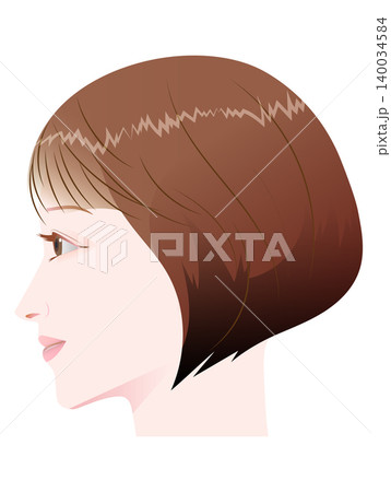 ショートボブヘアの女性の横顔 140034584