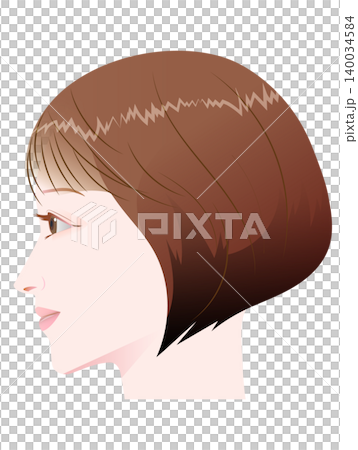 ショートボブヘアの女性の横顔 140034584