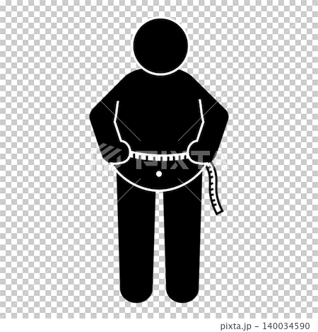 Silhouette of an obese person measuring their waist with a measuring tape - Metabolic syndrome Silhouette of an obese person measuring their waist with a measuring tape - Metabolic syndrome 140034590
