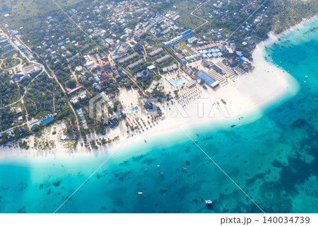 The beautiful tropical Island of Zanzibar aerial view. sea in Zanzibar beach, Tanzania. The beautiful tropical Island of Zanzibar aerial view. sea in Zanzibar beach, Tanzania. 140034739
