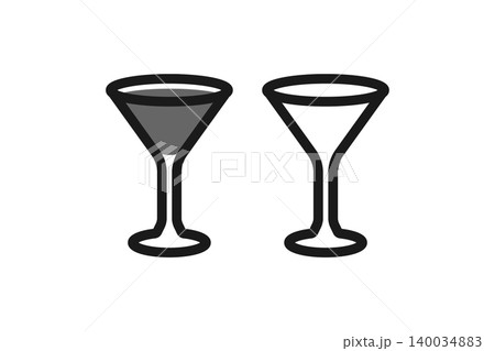カクテルグラスの線画アイコンセット カクテルグラスの線画アイコンセット 140034883