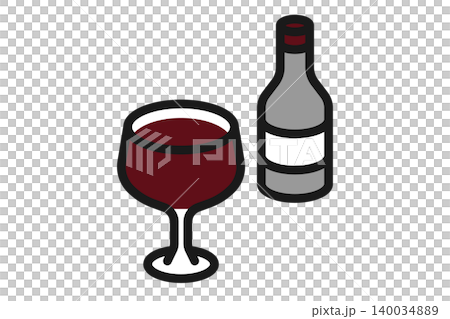 葡萄酒瓶與葡萄酒杯線條藝術圖示集 葡萄酒瓶與葡萄酒杯線條藝術圖示集 140034889