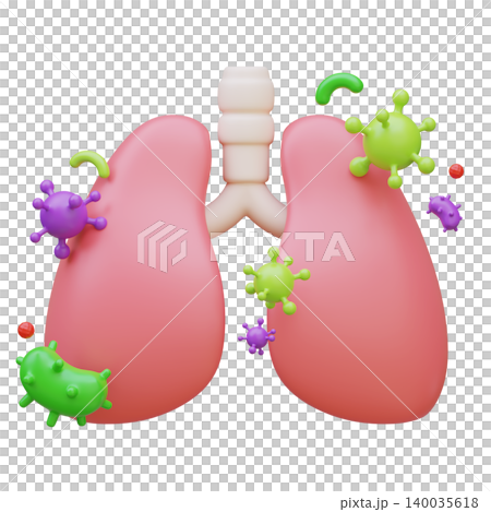 3D Illustration of Human Lungs Organ with Bacteria and Virus Infection 3D Illustration of Human Lungs Organ with Bacteria and Virus Infection 140035618