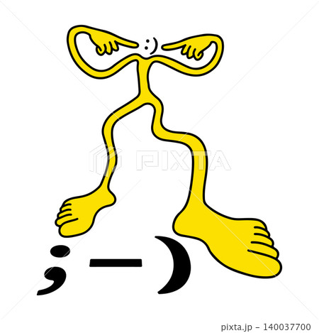 Yellow Figure Pointing at Smiley Emoticon Yellow Figure Pointing at Smiley Emoticon 140037700