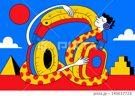 Abstract Headphones with Figure Abstract Headphones with Figure 140037728