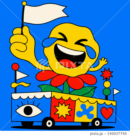 Laughing Flower Emoji on Parade Float Laughing Flower Emoji on Parade Float 140037740