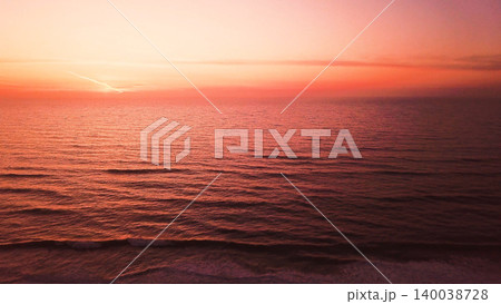 Aerial view of beach at sunset 140038728