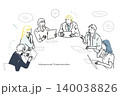 オフィスでミーティングする国際的なビジネスチームービジネスチームー英会話ーイラスト素材 140038826