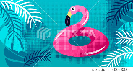 Tropical Summer Scene Set with Colorful Screen Print Backgrounds Tropical Summer Scene Set with Colorful Screen Print Backgrounds 140038883
