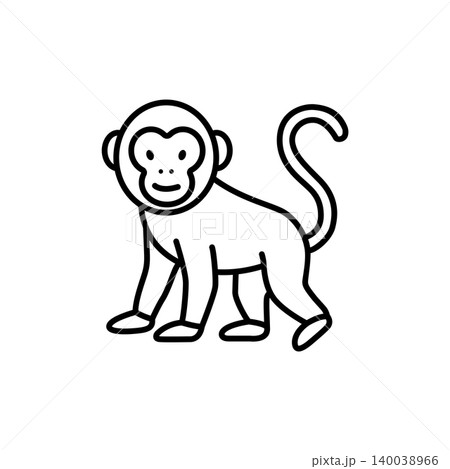 Line art icon of a monkey, representing non-human primate virus hosts. 140038966