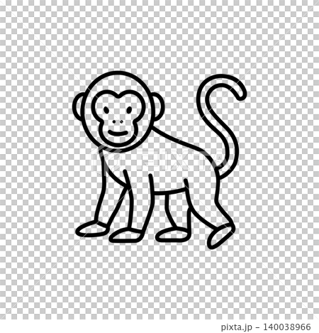 Line art icon of a monkey, representing non-human primate virus hosts. 140038966