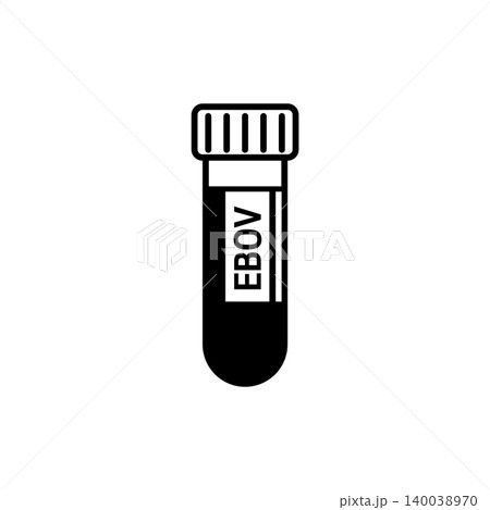 Medical blood sample test tube labeled EBOV for Ebola virus diagnosis. 140038970