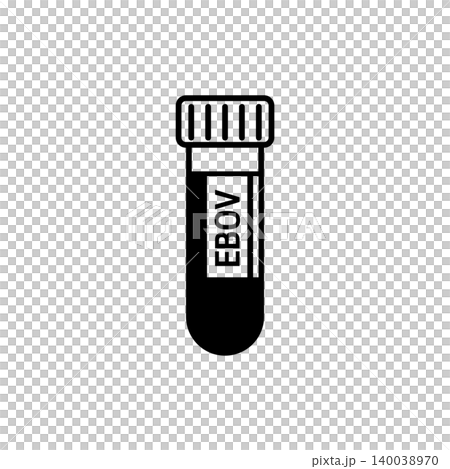 Medical blood sample test tube labeled EBOV for Ebola virus diagnosis. 140038970