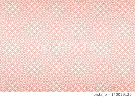 キラキラ輝く繊細な淡い赤色の模様に白い七宝柄を重ねた背景画像3 140039129