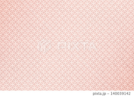 キラキラ輝く繊細な淡い赤色の模様に白い七宝柄を重ねた背景画像16 140039142