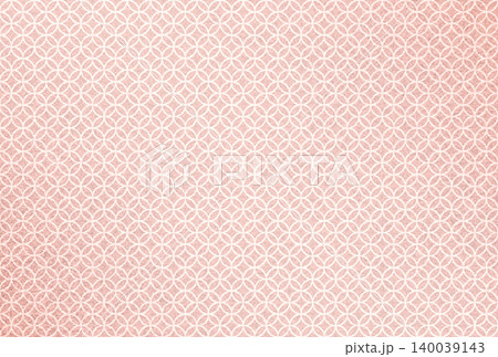 キラキラ輝く繊細な淡い赤色の模様に白い七宝柄を重ねた背景画像17 140039143