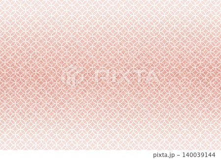 キラキラ輝く繊細な淡い赤色の模様に白い七宝柄を重ねた背景画像18 140039144