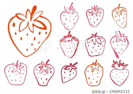 Set features colorful sketch strawberries isolated on a white. Set features colorful sketch strawberries isolated on a white. 140042131