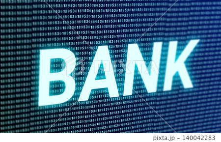 3d digital bank word isolated on digital 140042283