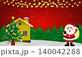 Christmas background with Santa Claus, home, and 140042288